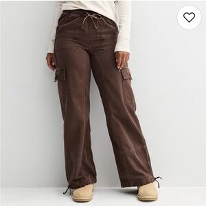 SO High Rise Satin Trim Baggy Cargo Pants Women’s Medium Brown NWT